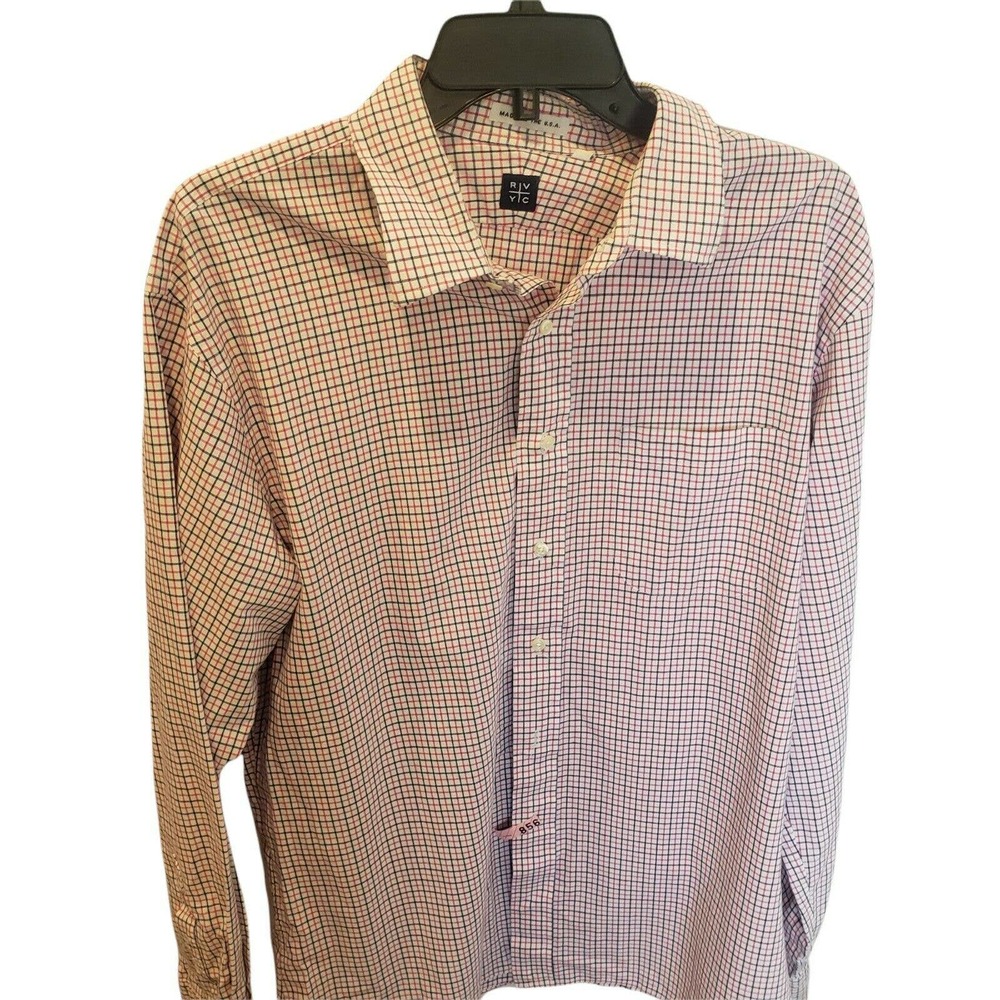 RVYC No Boat No Problem Mens Shirt Long Sleeve Size XL, Checkered Red,Bl…